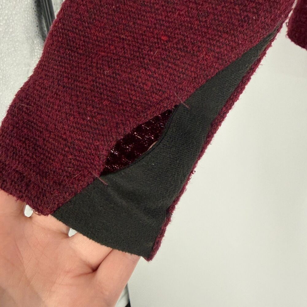 Smartwool Hudson Trail Full Zip Fleece Hoodie Sweater Wool Burgundy Womens Small - Picture 2 of 11